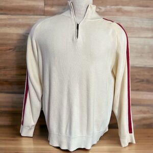 Dockers Men's Ivory Pullover Sweater L quarter-Zip